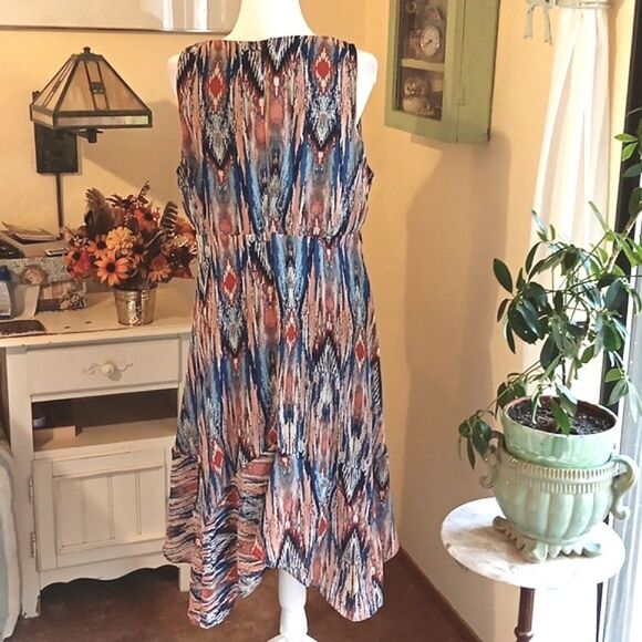 MSK Handkerchief Hem Dress. Boho, Tomato Girl, Y2K - Picture 5 of 11